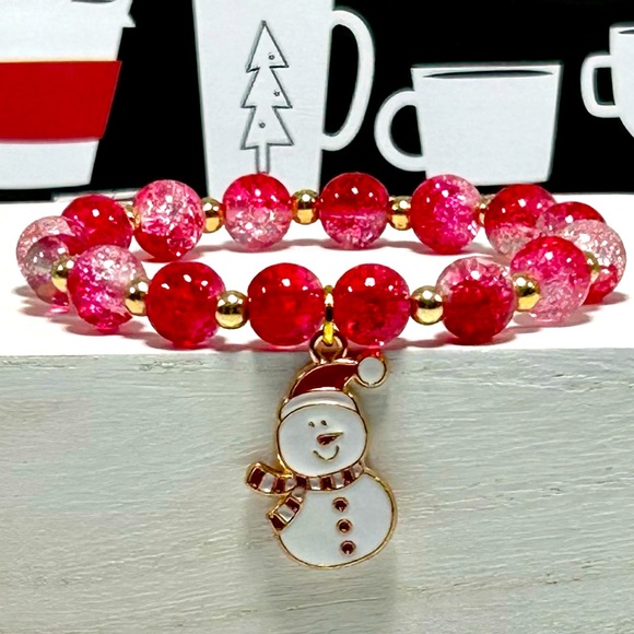 Handmade Christmas Present Charm Bracelet Crackle Glass! - Picture 5 of 7